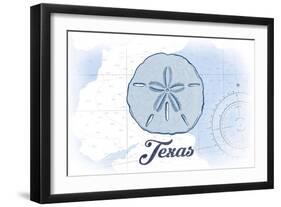 Texas - Sand Dollar - Blue - Coastal Icon-Lantern Press-Framed Art Print