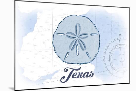 Texas - Sand Dollar - Blue - Coastal Icon-Lantern Press-Mounted Art Print