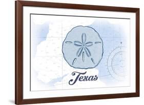 Texas - Sand Dollar - Blue - Coastal Icon-Lantern Press-Framed Art Print