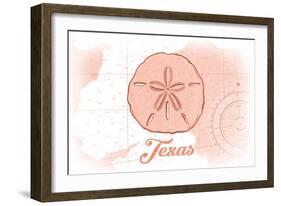 Texas - Sand Dollar - Coral - Coastal Icon-Lantern Press-Framed Art Print