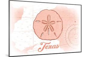 Texas - Sand Dollar - Coral - Coastal Icon-Lantern Press-Mounted Art Print