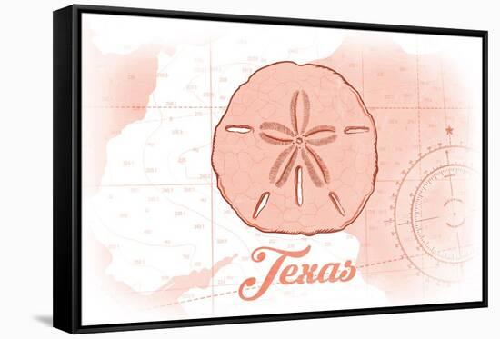 Texas - Sand Dollar - Coral - Coastal Icon-Lantern Press-Framed Stretched Canvas