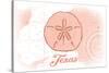 Texas - Sand Dollar - Coral - Coastal Icon-Lantern Press-Stretched Canvas