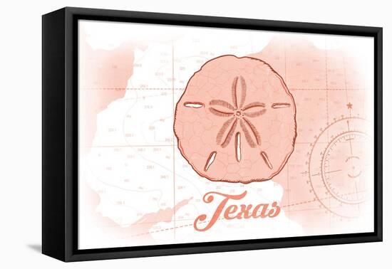 Texas - Sand Dollar - Coral - Coastal Icon-Lantern Press-Framed Stretched Canvas