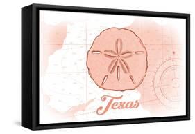 Texas - Sand Dollar - Coral - Coastal Icon-Lantern Press-Framed Stretched Canvas