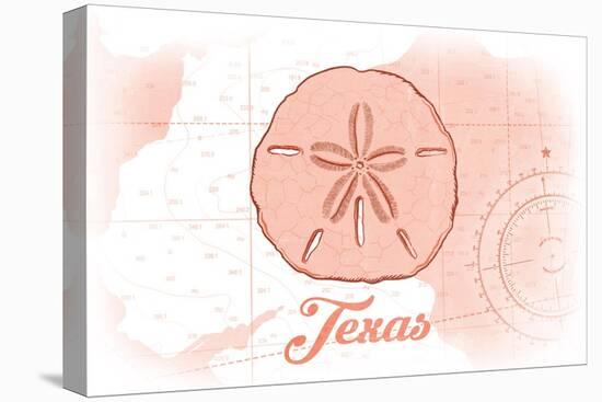 Texas - Sand Dollar - Coral - Coastal Icon-Lantern Press-Stretched Canvas