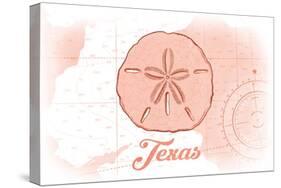 Texas - Sand Dollar - Coral - Coastal Icon-Lantern Press-Stretched Canvas