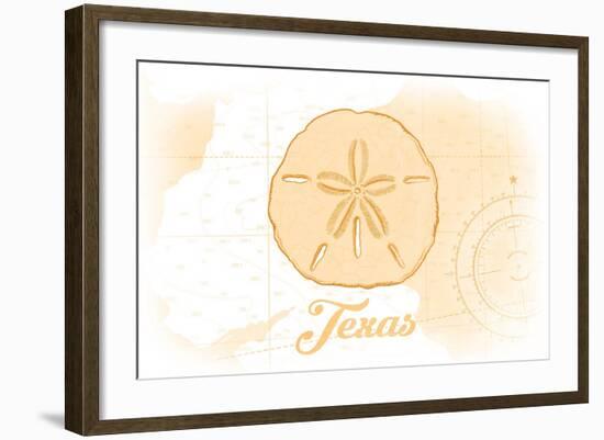 Texas - Sand Dollar - Yellow - Coastal Icon-Lantern Press-Framed Art Print