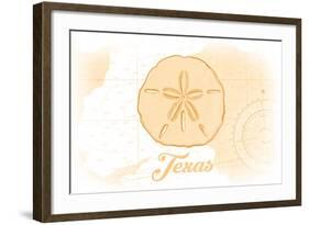 Texas - Sand Dollar - Yellow - Coastal Icon-Lantern Press-Framed Art Print