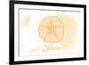 Texas - Sand Dollar - Yellow - Coastal Icon-Lantern Press-Framed Premium Giclee Print