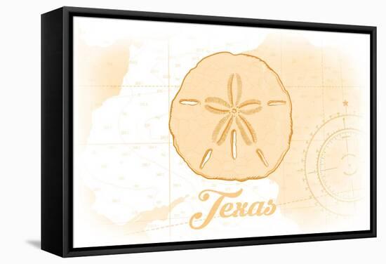 Texas - Sand Dollar - Yellow - Coastal Icon-Lantern Press-Framed Stretched Canvas