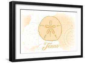 Texas - Sand Dollar - Yellow - Coastal Icon-Lantern Press-Framed Art Print