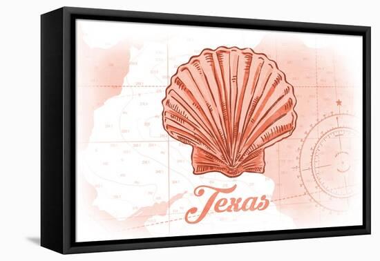 Texas - Scallop Shell - Coral - Coastal Icon-Lantern Press-Framed Stretched Canvas