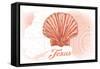 Texas - Scallop Shell - Coral - Coastal Icon-Lantern Press-Framed Stretched Canvas