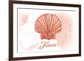 Texas - Scallop Shell - Coral - Coastal Icon-Lantern Press-Framed Premium Giclee Print