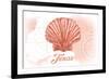 Texas - Scallop Shell - Coral - Coastal Icon-Lantern Press-Framed Premium Giclee Print