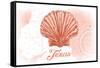 Texas - Scallop Shell - Coral - Coastal Icon-Lantern Press-Framed Stretched Canvas