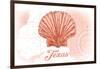 Texas - Scallop Shell - Coral - Coastal Icon-Lantern Press-Framed Art Print