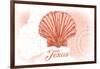 Texas - Scallop Shell - Coral - Coastal Icon-Lantern Press-Framed Art Print