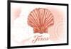 Texas - Scallop Shell - Coral - Coastal Icon-Lantern Press-Framed Art Print