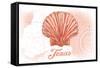 Texas - Scallop Shell - Coral - Coastal Icon-Lantern Press-Framed Stretched Canvas