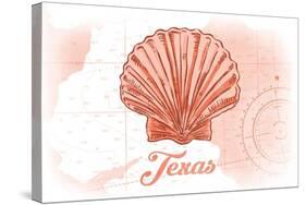 Texas - Scallop Shell - Coral - Coastal Icon-Lantern Press-Stretched Canvas