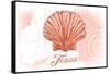 Texas - Scallop Shell - Coral - Coastal Icon-Lantern Press-Framed Stretched Canvas