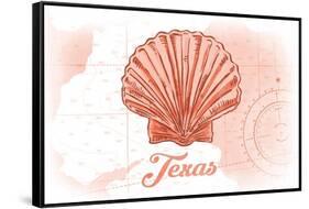 Texas - Scallop Shell - Coral - Coastal Icon-Lantern Press-Framed Stretched Canvas