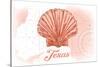 Texas - Scallop Shell - Coral - Coastal Icon-Lantern Press-Stretched Canvas