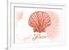 Texas - Scallop Shell - Coral - Coastal Icon-Lantern Press-Framed Art Print