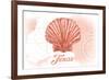 Texas - Scallop Shell - Coral - Coastal Icon-Lantern Press-Framed Art Print