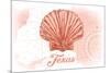 Texas - Scallop Shell - Coral - Coastal Icon-Lantern Press-Mounted Art Print