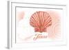 Texas - Scallop Shell - Coral - Coastal Icon-Lantern Press-Framed Art Print