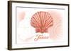 Texas - Scallop Shell - Coral - Coastal Icon-Lantern Press-Framed Art Print