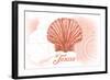 Texas - Scallop Shell - Coral - Coastal Icon-Lantern Press-Framed Art Print