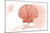 Texas - Scallop Shell - Coral - Coastal Icon-Lantern Press-Mounted Art Print