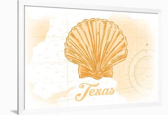 Texas - Scallop Shell - Yellow - Coastal Icon-Lantern Press-Framed Art Print