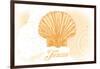 Texas - Scallop Shell - Yellow - Coastal Icon-Lantern Press-Framed Art Print