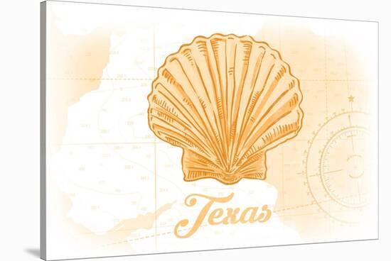 Texas - Scallop Shell - Yellow - Coastal Icon-Lantern Press-Stretched Canvas