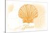 Texas - Scallop Shell - Yellow - Coastal Icon-Lantern Press-Stretched Canvas