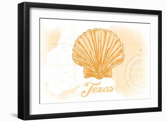 Texas - Scallop Shell - Yellow - Coastal Icon-Lantern Press-Framed Art Print