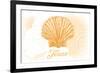 Texas - Scallop Shell - Yellow - Coastal Icon-Lantern Press-Framed Art Print