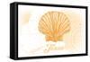 Texas - Scallop Shell - Yellow - Coastal Icon-Lantern Press-Framed Stretched Canvas