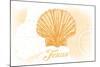 Texas - Scallop Shell - Yellow - Coastal Icon-Lantern Press-Mounted Art Print