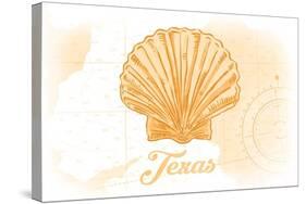 Texas - Scallop Shell - Yellow - Coastal Icon-Lantern Press-Stretched Canvas