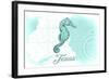 Texas - Seahorse - Teal - Coastal Icon-Lantern Press-Framed Art Print