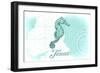 Texas - Seahorse - Teal - Coastal Icon-Lantern Press-Framed Art Print