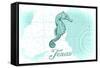 Texas - Seahorse - Teal - Coastal Icon-Lantern Press-Framed Stretched Canvas