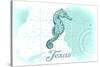 Texas - Seahorse - Teal - Coastal Icon-Lantern Press-Stretched Canvas