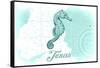 Texas - Seahorse - Teal - Coastal Icon-Lantern Press-Framed Stretched Canvas